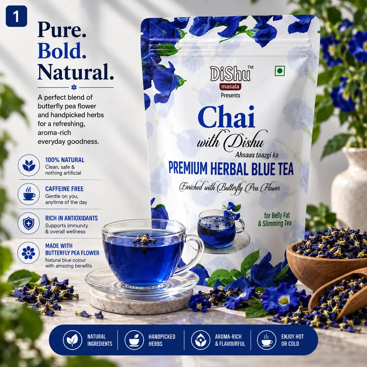 Premium Herbal Blue Tea (loose) — pack photo 1 of 6