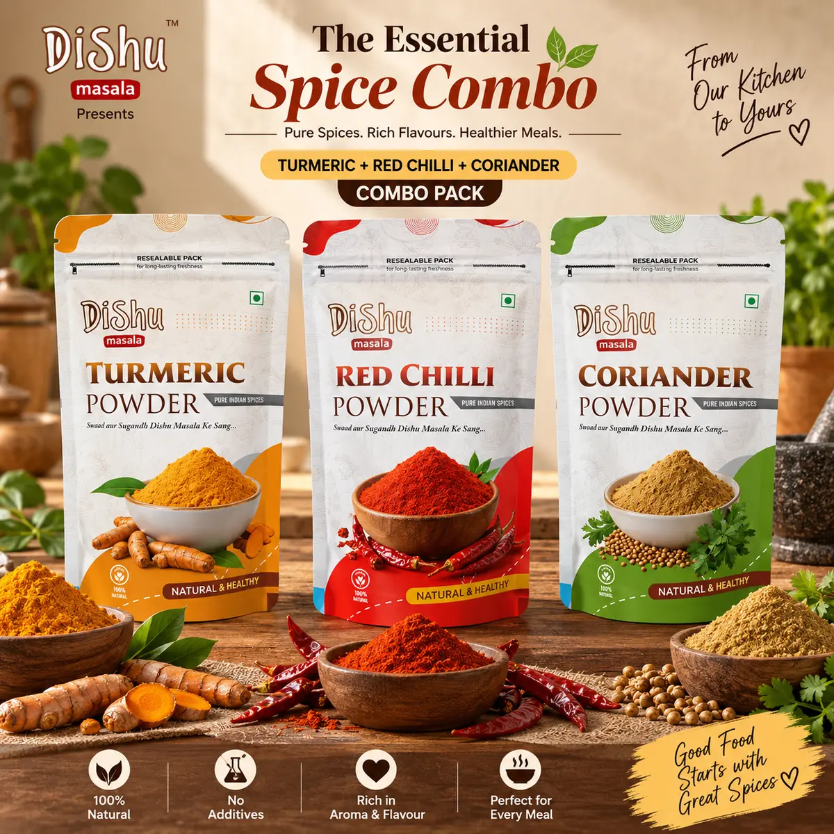 Turmeric + Red Chilli + Coriander — pack photo